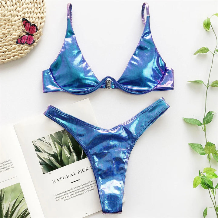 Biquíni Push Up Neon Azul Com Bojo - Conjunto Zina Biq21 Casa Sereia 