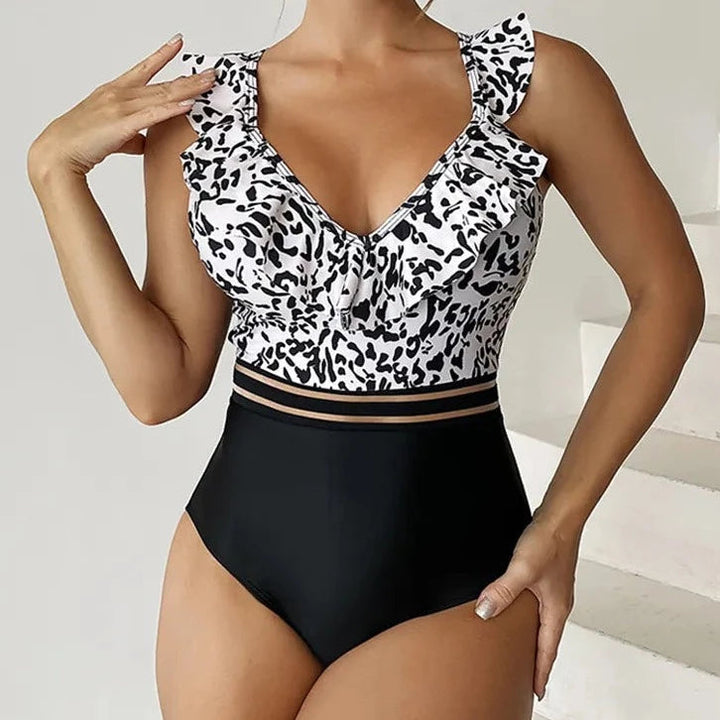 Maiô Plus Size Cintura Alta Leopardo - Moda Praia Yuna Mai15 Casa Sereia Preto e Branco P 