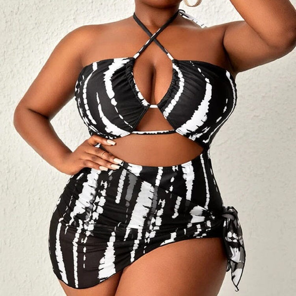 Maiô Plus Size Preto e Branco - Moda Praia Rina Mai14 Casa Sereia 