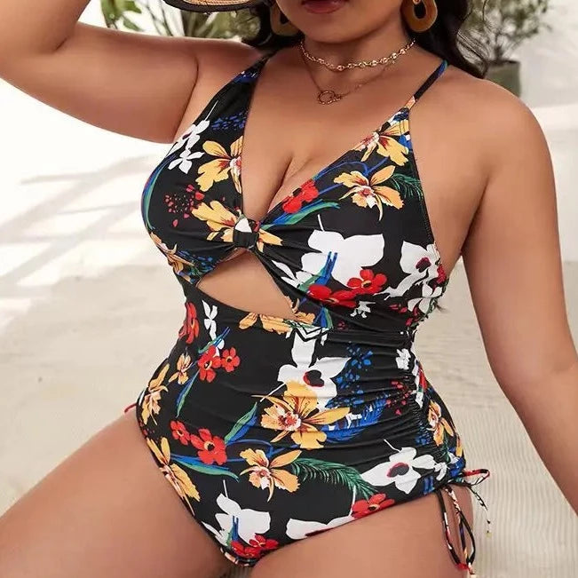 Maiô Plus Size Preto Florido - Moda Praia Ena Mai30 Casa Sereia G 