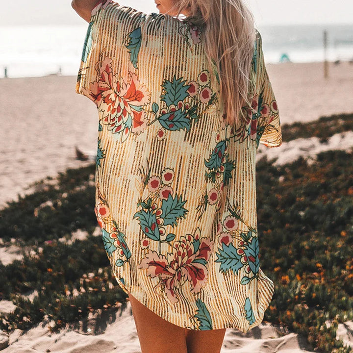 Saída de Praia Camisão Elegante Estampado Dara Sai12 Casa Sereia 